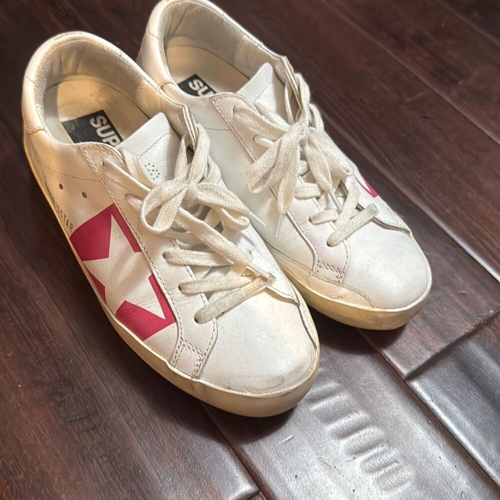Golden Goose superstar White / Pink leather women's sneakers size 35 - Picture 3 of 9